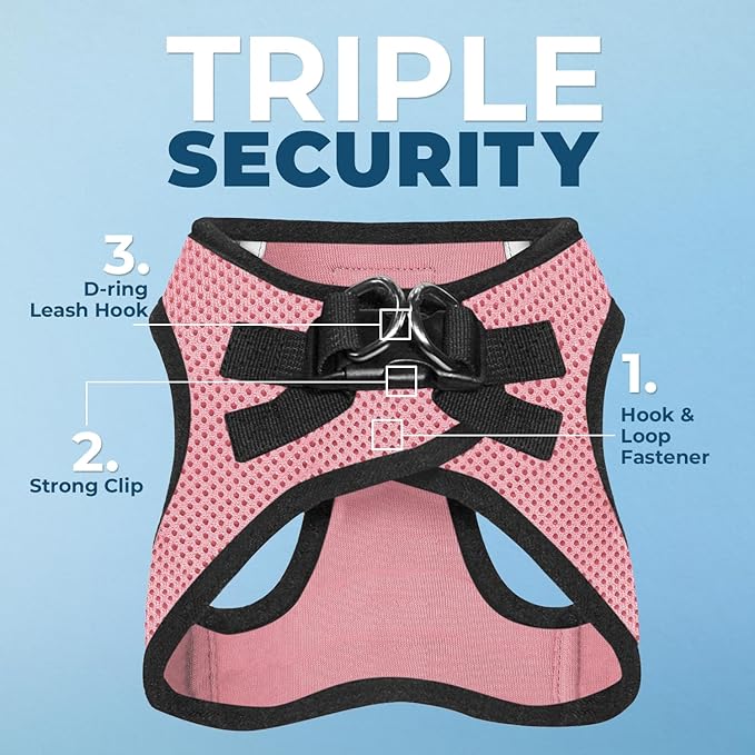 Best Pet Supplies Voyager Step-in Air Harness - All Weather Mesh, Reflective, No Pull Harness for Dogs, Cats - Secure with Hook & Loop Fastener, Buckle, Double D-Rings - Pink/Black Trim, XS