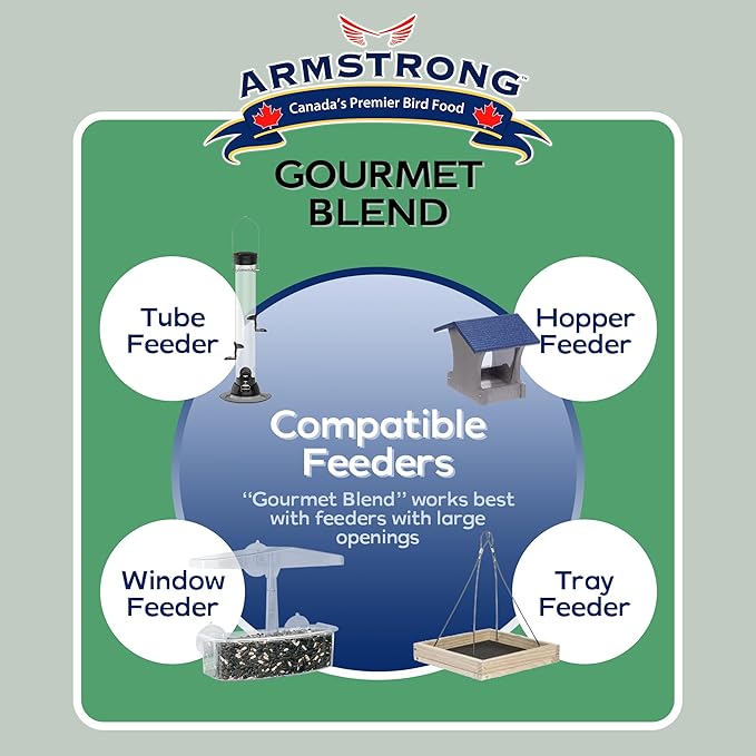 Armstrong Bird Food Gourmet Blend, 15.4 Pounds - with White & Red Millet, Cut Corn, Wheat, Black Oil Sunflower, Striped Sunflower, Peanuts & Safflower for Blue Jays and Northern Cardinals