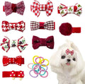 Red Dog Hair Clips and Rubber Bands Small Dog Bows Burgundy Cute Pet Grooming Accessories Alligator Clips Stay In Hair Dark Red Barrettes Hairpin Pet Headdress Bowknot Yorkie Puppy Maltese Girls Dogs