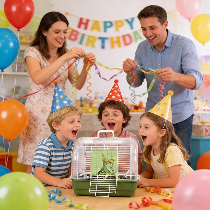 Travel Cage For Birds – Portable Carrier | Full View Cockatiel Cage With Handle, Portable Bird Carrier For Parakeet, Conure, Cockatiel, Canary, Lovebird, Finch, Ideal Living Room, Indoor, Outdoor, Par