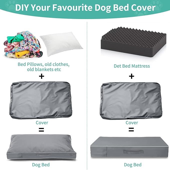 COSHNIBI Dog Bed Covers Replacement Washable,Waterproof Dog Bed Cover with Zip and Carry Handle for Dog/Cat 30''Lx20''Wx3''H-Grey