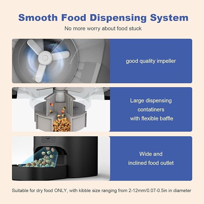 Automatic Cat Feeder, Cat Food Dispenser with 10s Voice Recorder, Pet Feeder up to 8 Meals per Day, Timed Feeder with Dry Food Sealed Ring