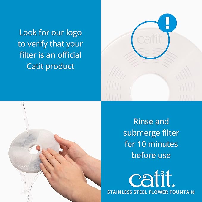 Catit LED Flower Fountain with Triple Action Filter, Cat Drinking Water Fountain, 3 L
