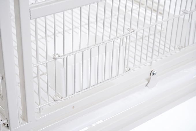 1F/2F/3F Stackable Center Divided Breeder Breeding Bird Flight Double Rolling Cage for Aviaries Canaries Cockatiels Lovebirds Finches Budgies Small Parrots. (White Vein, Cage Without Stand)