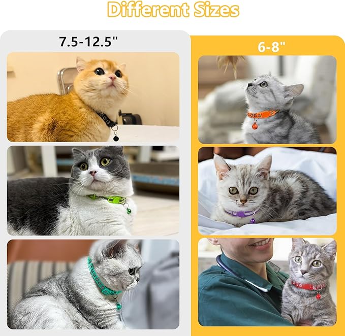 Taglory Kitten Collar Breakaway with Bell, 2 Pack Girl Boy Pet Kitten Collar Adjustable 6-8 Inch for 2-6 Months Cat, Purple