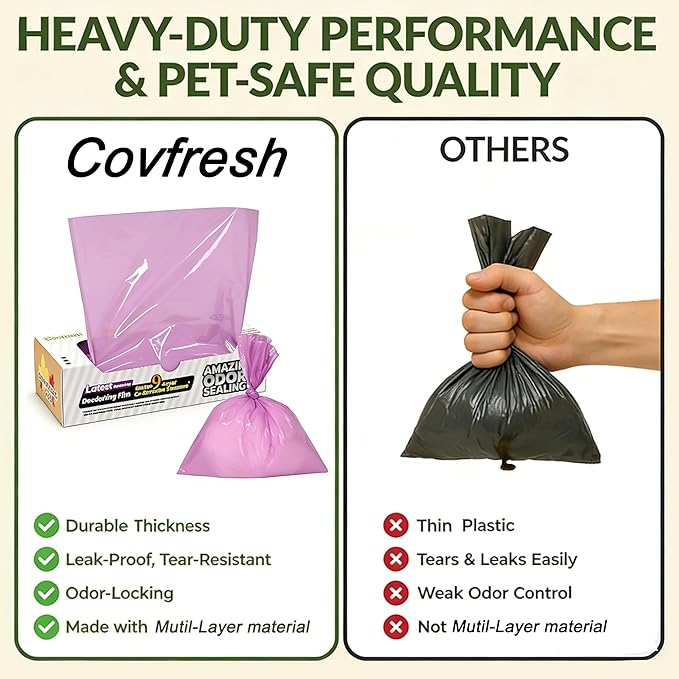 Odor-Sealing Cat Litter Bags - 220 Count Unscented Cat Poop Bags with Strong Odor Control, Leakproof & Durable Pet Waste Bags (Size:S, Color: Purple)