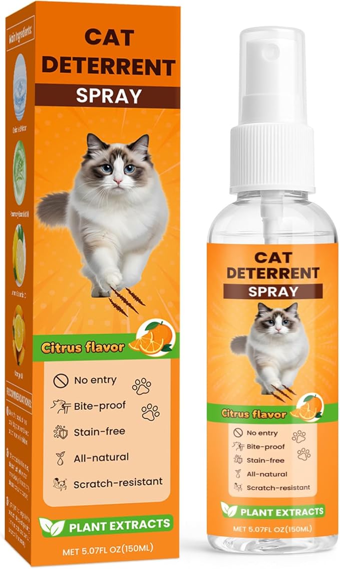 Cat Deterrent Spray with Added Citrus Essential Oil,130ml Efficient Anti-Scratch Cat Spray