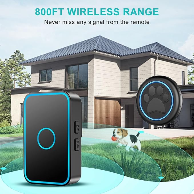 Dog Door Bell for Potty Training, Smart Wireless Doggie Doorbell to Go Outside, 1000 Feet Long Range with IP65 Waterproof Super-Light Touch Button, 60 Melodies & Adjustable Volume (2 Button)