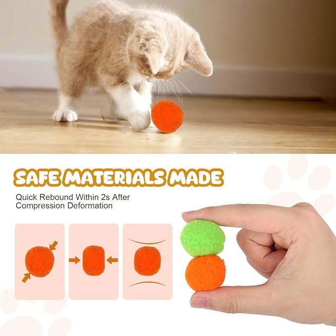 100PCS Cat Ball Toys with 2 Launchers Set, Funny Interactive Cat Toys for Indoor Cats, Adult Cats & Kitten Toys