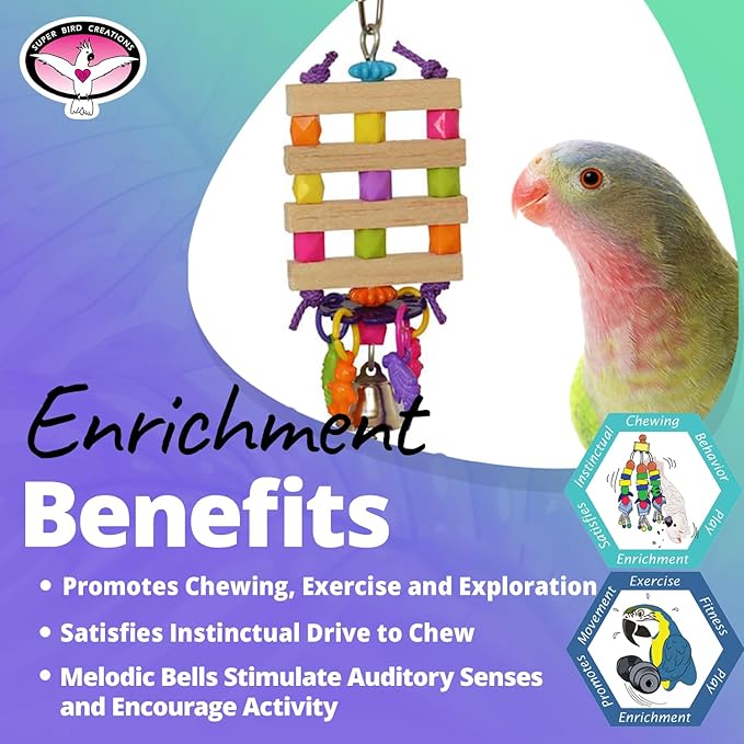 Super Bird Creations SB891 Balsa Bling Bird Toy, Small Bird Size, 7" x 2.5"