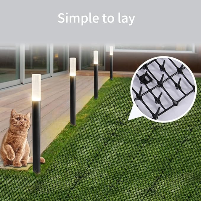 Cat Deterrent Mat Garden Cat Stopper Repellent Mat Flat Prickle Strip Dog Digging Deterrent for Indoor and Outdoor Black M