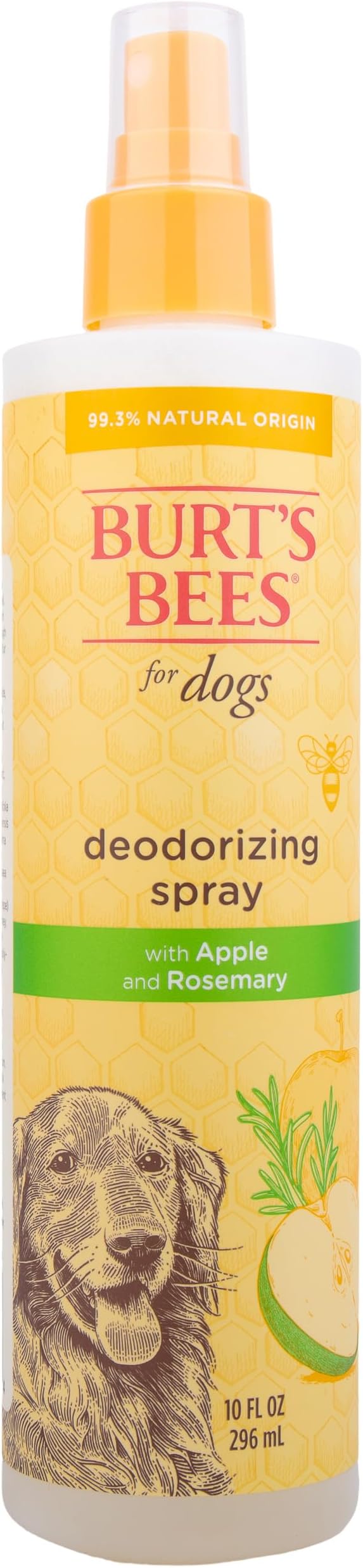 BURT'S BEES FOR PETS Deodorizing Spray for Dogs with Apple and Rosemary, 99.7% Natural Origin Formulas, Waterless Canine Cleanser - Gentle Dry Shampoo for Pups, 2pk, 10 oz