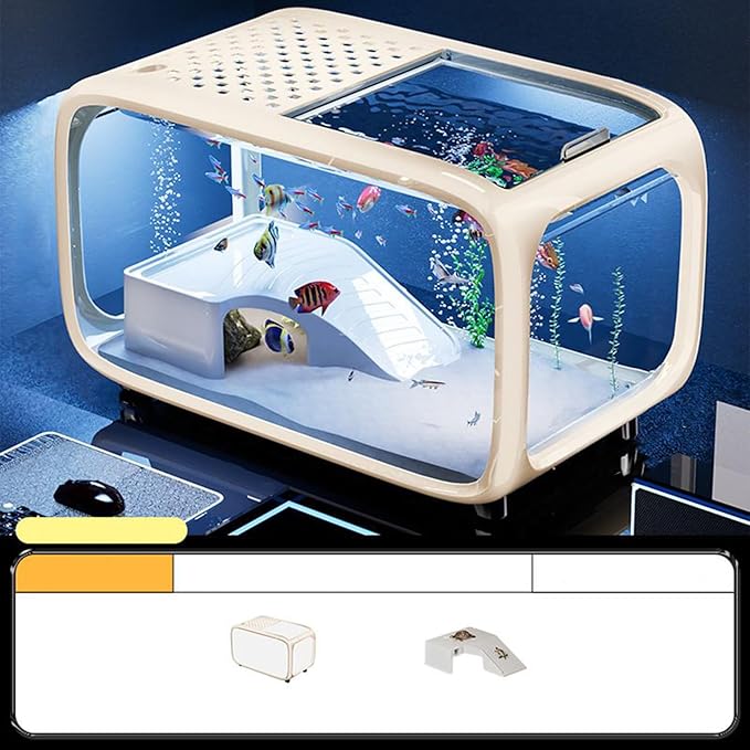 Aquarium Fish Tank - Small Landscape Aquarium for Betta,Clear Living Habitat Landscape Decor with Top Feeding Hole for Aquatic Animals Shrimp Snails Aquatic Planting Betta