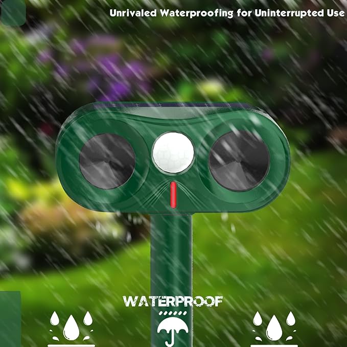 Cat Repellent Outdoor - Animal Repellent Ultrasonic Outdoor - Motion Activated & Waterproof, Stray Cat, Raccoon, Squirrel Deterrent for Yard, Garden - Humane Animal Repeller with Dual Ultrasonic