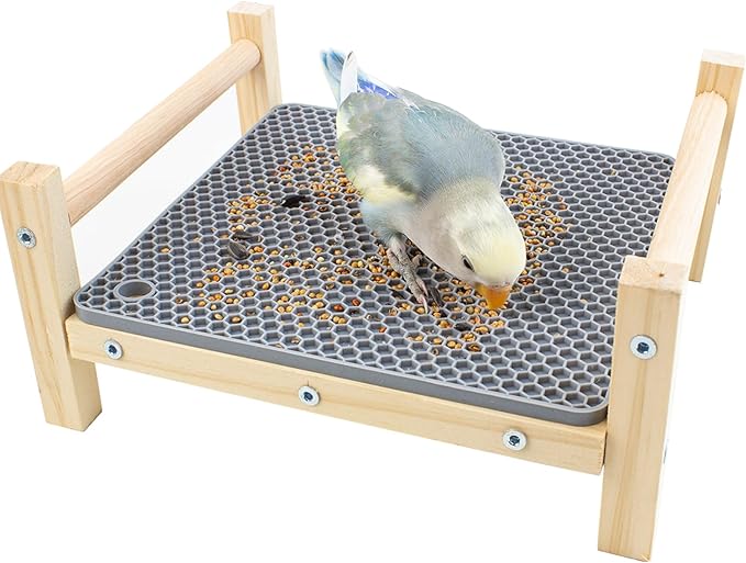 FlidRunest Bird Foraging Bed Puzzle, Parrot Hammock Bed with Foraging Mat, Parrot Silicone Perch Bed, Bird Perch Conure Platform Silicone Forage Toy for Parakeet, Cockatiel, Lovebird