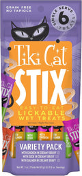 Tiki Cat Stix Wet Treats, Grain Free Lickable Smooth Mousse Blend in Creamy Gravy, Variety Pack 6 Stix 1 Pouch