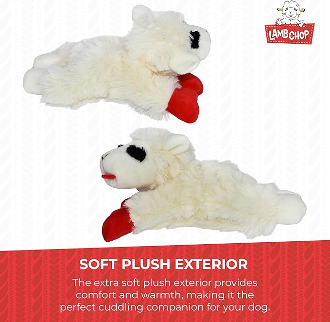 Multipet Lamb Chop Dog Plush Toy - Squeaky Toy for All Dogs - Extra Soft Plush - Stuffed Animal Dog-Toy for Cuddling & Playing - Cute Pet-Toy (6",Cream),(Pack of 3)