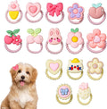 30 PCS Small Dog Hair Bows with Rubber Bands, Pink & Yellow, Cartoon Pattern, Decorative Accessories for Small & Medium Dogs, Puppy, 10+ lbs, All Seasons, Lightweight & Durable