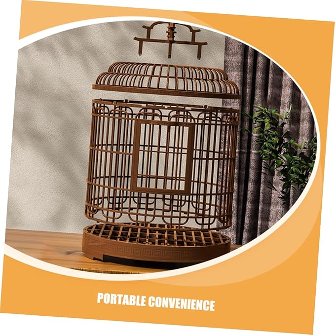Retro Plastic Large Birdcage Villa Portable Travel Cage for Lovebirds Budgie Parrot Cage Bird Carrier