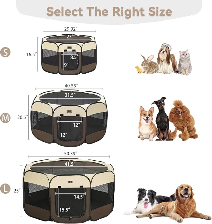 Portable Indoor Dog Playpen for Small Dogs & Puppies by A 4 Pet – 29.92" Pop-Up Soft Puppy Playpens with Bowl, Waterproof Floor, Calm Safe Space for Home, Travel & Daily Use