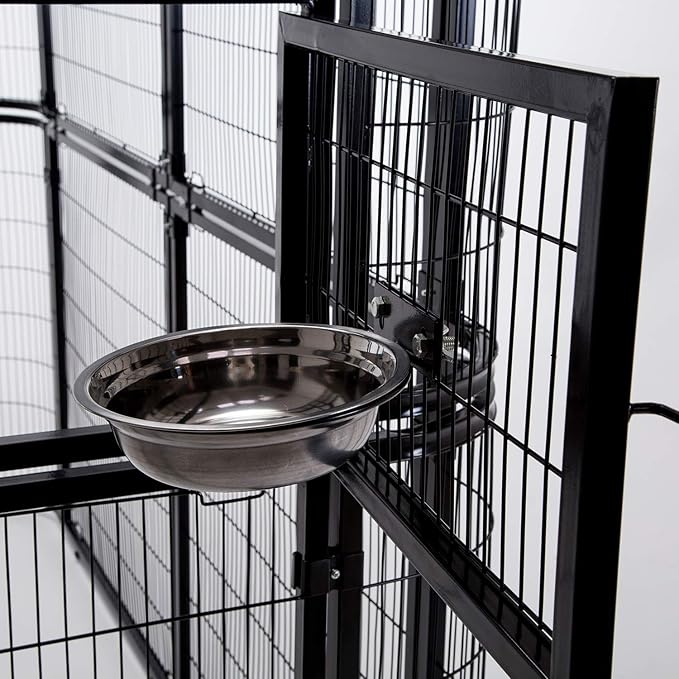Large Walk-in Cages Heavy Duty Bird Cage Outdoor Aviary Parrot Macaw Conure Lovebird Pet House Finch Parakeet Cockatiel Macare Birdcages Black