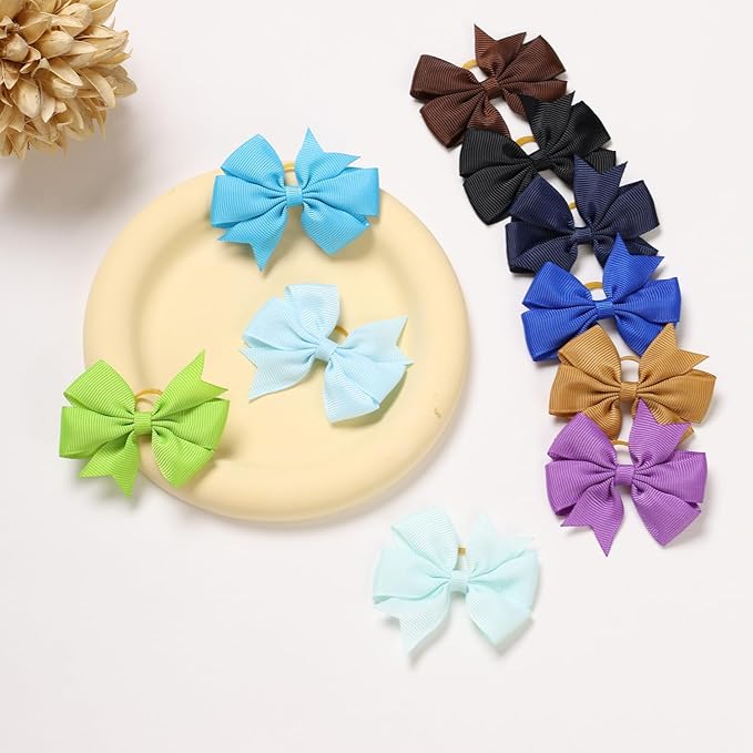 2.5 Inch Small Dogs Hair Barrettes Bows with Rubber Bands,Hair Accessories Bow Pet Grooming Cute Pet Small Hair Bowkno (Style D40pcs)