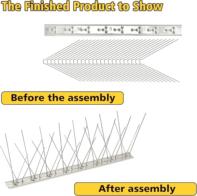 KKY 36 Pack Bird Spikes 13 inch Anti-Bird Nails Repellent Metal Deterant Spinners for Pigeon 38.9 Ft