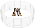 SunsGrove Dog Play Pen Indoors, 45 Inch 16 Panels Dog Playpen for Large Dogs, Easy Setup Anti-Rust Pet Fence, White