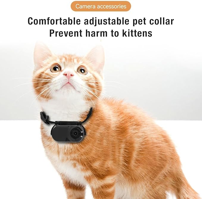 Jiawu Cat Collar Camera, HD 1080P Pet Camera Collar, 120° Wide Angle Dog Collars, Mini Sport Action Cameras, Portable Cameras for Cats, Dogs, Outdoor, Inoor (Black)