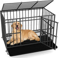 48 inch Heavy Duty Dog Crate with Dual Doors and Lockable Wheels, Large Dog Kennel Indoor, Removable Tray for Easy Cleaning, Dog Cage for Medium to Large Breeds and Anxious Dogs