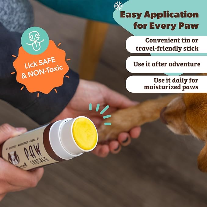 Natural Dog Company Paw Soother Balm & Wax - Dog Paw Balm & Moisturizer for Dry, Cracked Paw Pads, Helps Moisturize & Condition Winter-Worn Paws, Coconut Oil & Calendula, Daily Paw Care, 0.15 oz Stick