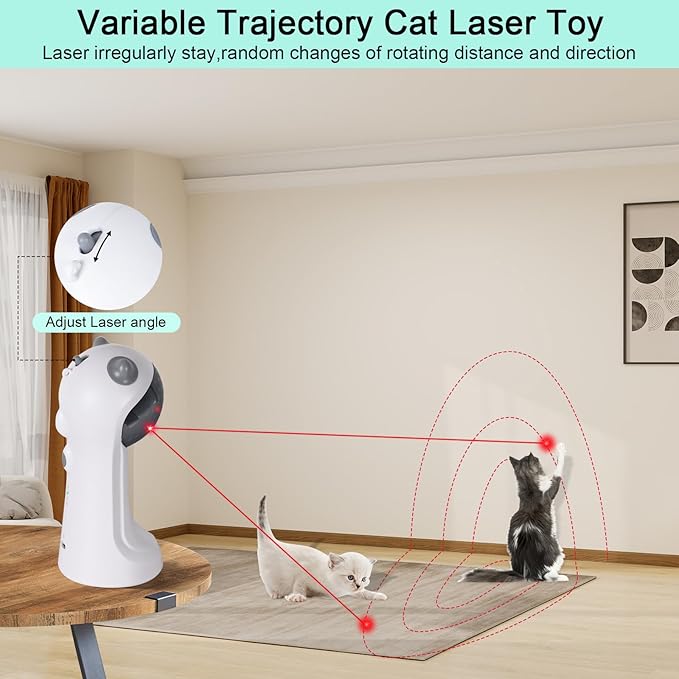 TBTeek Cat Toy, Automatic Motion-Activated, 5 Fun Patterns, 4 Speed Modes, Adjustable Light Angles, Random Rotating Trajectory, Rechargeable