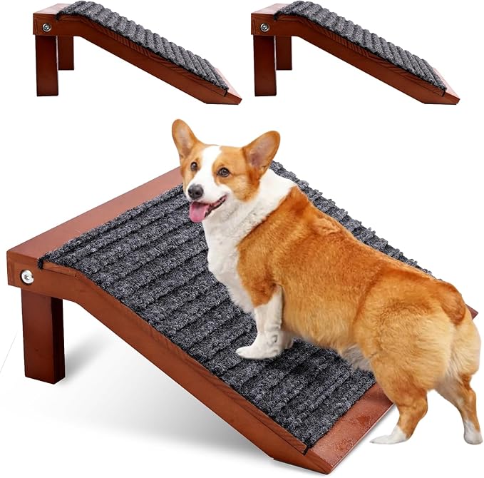 In hand Dog Ramp, Low-Angle Pet Stair Ramp for Small Dogs & Cats for Any Staircase, Non-Slip Steps Stair Assist for Elderly, Injured Pets, 2 Packs