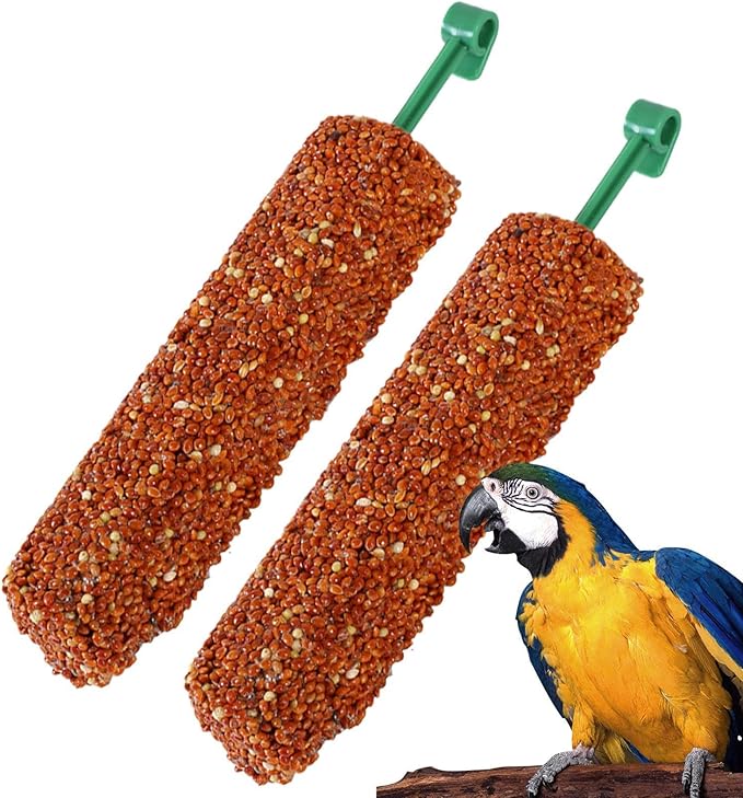 Parakeet Treats Sticks - Training and Chewing Bird Snacks for Parakeets, Finches, Conures with Nutrient-Rich | Reward Food for Myna, Parrot, Foraging, Healthy Snack, 2 Pack