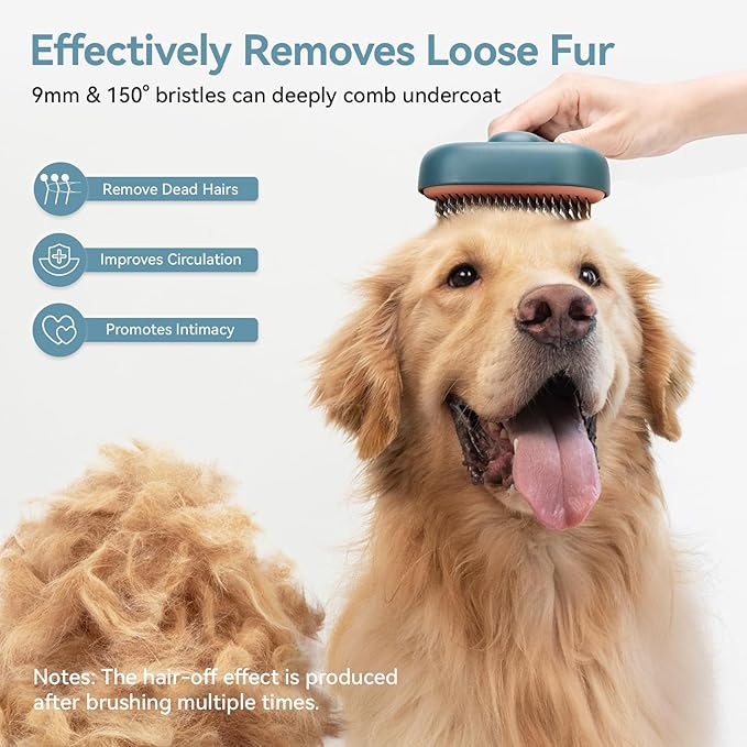 Aumuca Self-Cleaning Shedding Brush for Dogs & Cats, Gentle Deshedding Tool for Long & Short Hair Pets, Easy Hair Removal Grooming Brush