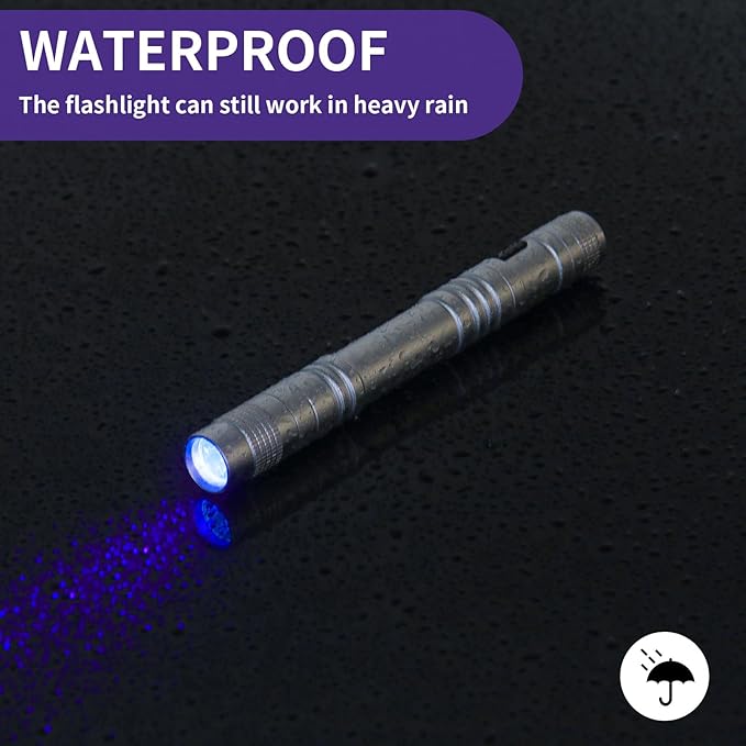 COSOOS UV Black Light Flashlights, 4 Pack 395nm Mini Pen Lights with Clip, Waterproof Ultraviolet Flashlights for AC Leak, Pet Urine, Scorpion, Hotel Inspection, Dry Stain and Bed Bug(Silver)