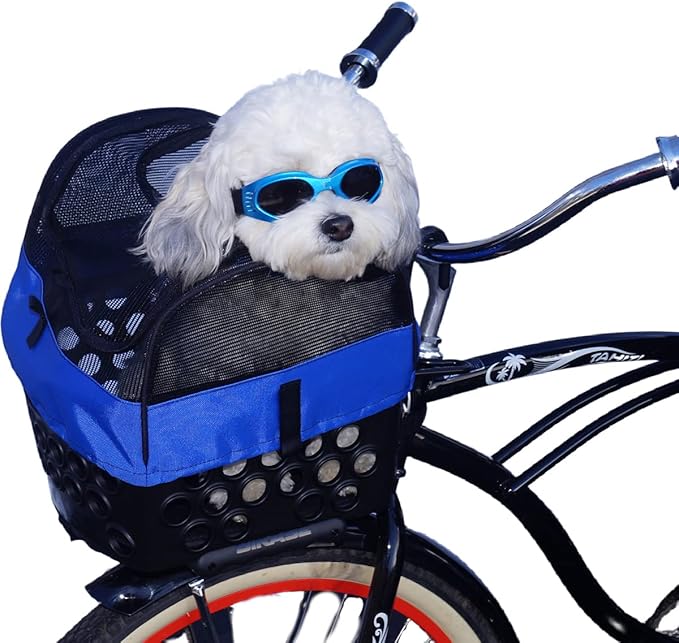 Bicycle Front Basket Pet Kit to Ride with Your Small pet! Universal fit on Most Bikes, Suitable for Pets 10lbs and Under. Keeps Your Dog Cool with Maximum Airflow!