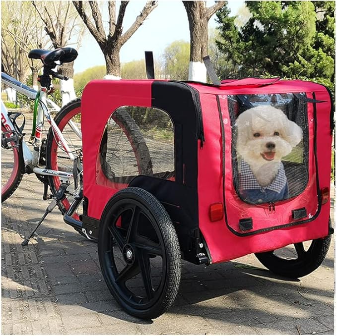 HomVent Dog Bike Trailer - Folding Pet Carrier Wagon with 16 Inch Wheels for Small and Large Dogs