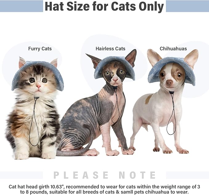 DENTRUN Cat Hats for Cats Only, Cat Cowboy Hats with Ear Holes Tiny Pets Birthday Party Costume, Cat Headwear Mini Cowboy Hat, Funny Sombrero Kitten Hat Chihuahua Beanie Cap Party Decorations