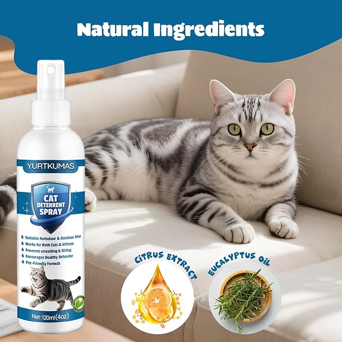 Cat Deterrent Spray - Indoor & Outdoor Cat Repellent, Stops Cats from Scratching Furniture, Carpets, Sofas, Curtains and Urine Marking - Effective Anti-Scratch Training Aid (blue1)