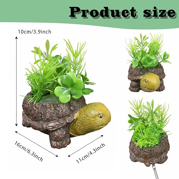Turtle Tank Accessories Fish Tank Bubbler - Realistic Resin Turtle Aquarium Decor with Air Stone, Aquarium Bubbler Decorations for Fish Tank Oxygenation and Landscape Enhancement, With Air Tubing