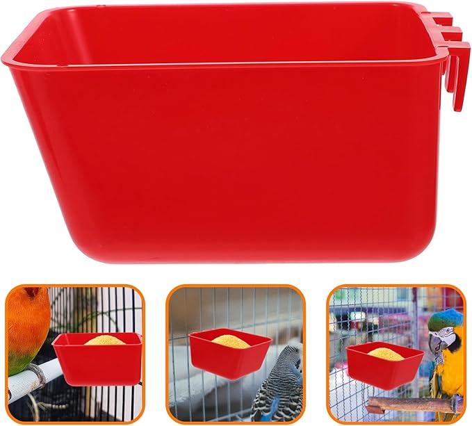 SUPVOX 8pcs Red Bird Cage Cups Feeding Bowls Indoor Bird Feeder Watering Supplies 12.5x9.5x6cm for Parrot Cockatiel Small