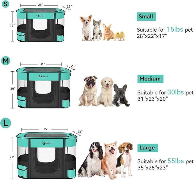 Dog Playpen,Cat Pet Puppy Pen,Portable Playpens for Dogs Indoor Outdoor Travel Camping Use,Foldable Dog Kennel Tent Crate for Rabbit Small Animals with Carrying Case (Green, Large)