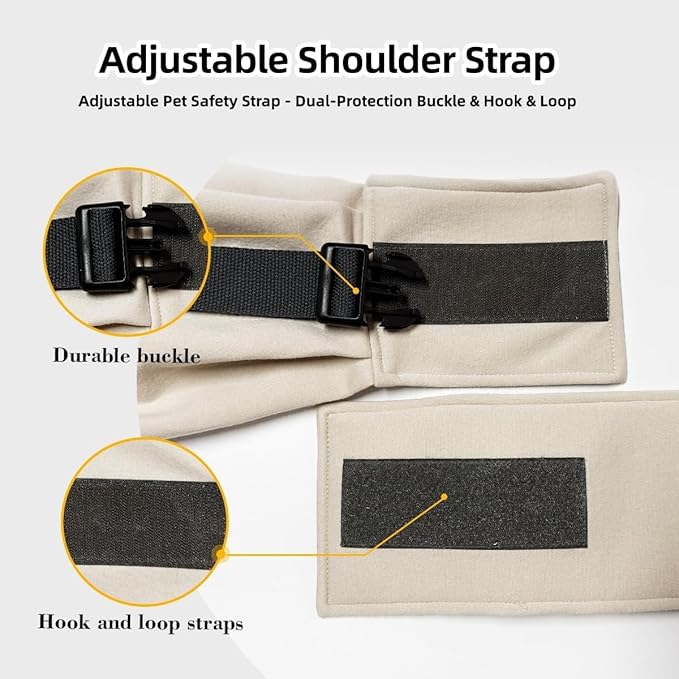 Dog Sling Carrier for Small Dogs Cats up to 15 lbs - Hands Free Puppy Carrier Bag (Plus Size L) - Ergonomic Padded Shoulder Strap & Safety Hook Based on Owner's Bust Length, Apricot