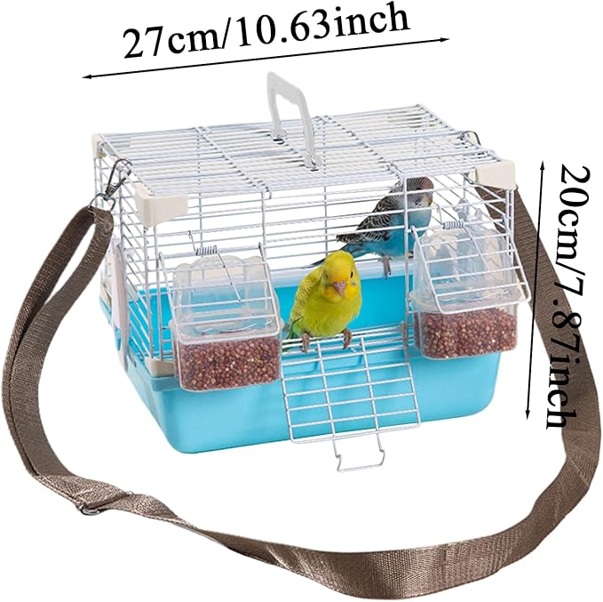 Bird Cage - Lightweight Portable Carrier with Handle, Secure Travel Housing Solution, Durable Ventilated Small Animal Enclosure, Easy Access Door Design | Pet Transport for Cockatiels, Budgies