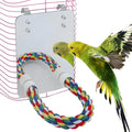 Bird Mirror for Cage with Parrot Rope Perches for Parakeet/Budgerigar/Lovebird/Canaries Stand