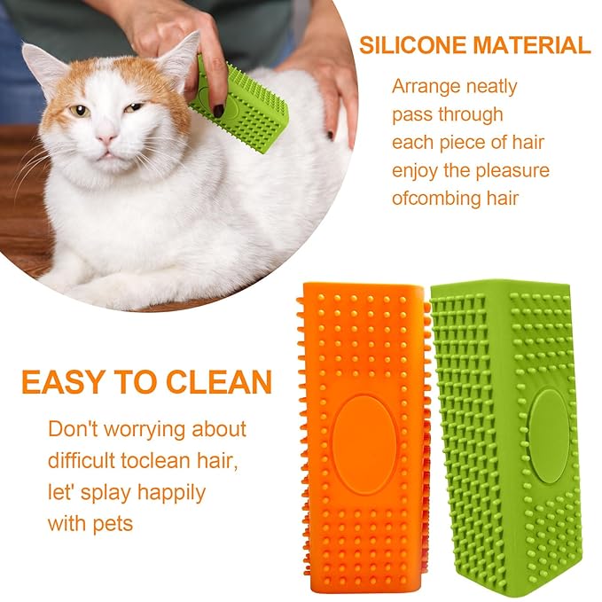 2pcs Pet Hair Remover, Dog Cat Block Roller Cleaner, Car Carpet Cleaner Brush for Small Animals, Pet Hair Removal Tool for Interior, Furniture, Sofa, Car Seat (Blue+Green)