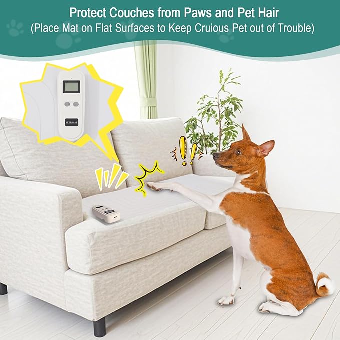 Seerway Pet Shock Mat for Dogs and Cats, 2-Piece 60"x 12" Rechargeable Electric Training Mats to Keep Pets Off Couch, Bed, Kitchen Countertop