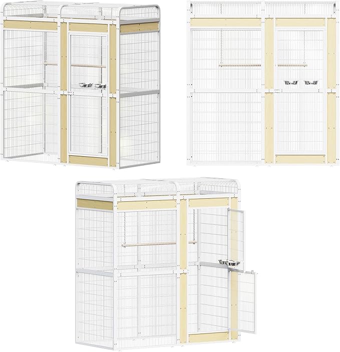 Large Bird Cage for Parakeets Outdoor Bird Aviary Parrot Cage with Perch, Birdcage for Macaws Canaries Parrots Budgie Lovebirds-White (2 Box Set)