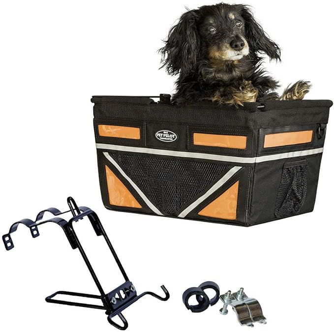 TRAVELIN K9 Pet-Pilot MAX Dog Bicycle Basket Carrier | 8 Color Options for Your Bike (Orange)